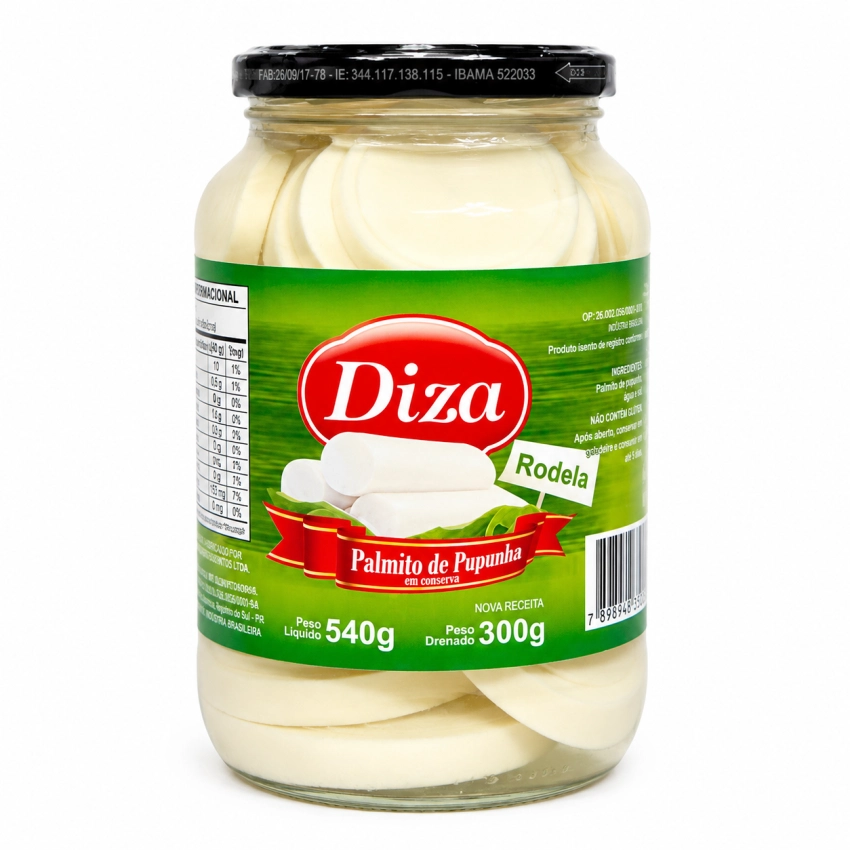 Palmito Pupunha Rodela Vidro 300g