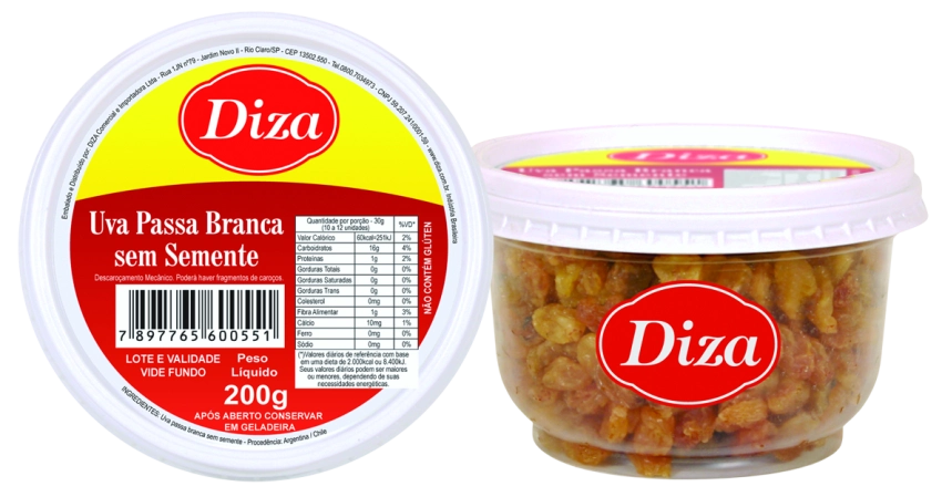 Uva Passa Sem Semente Branca Pote 200g