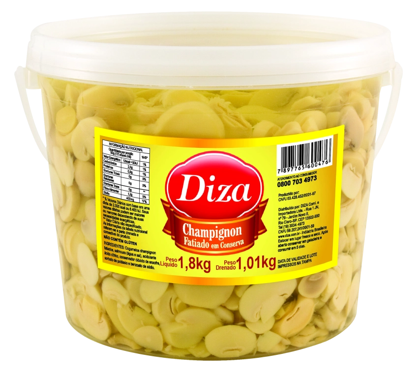 Champignon Fatiado Balde 1,01kg