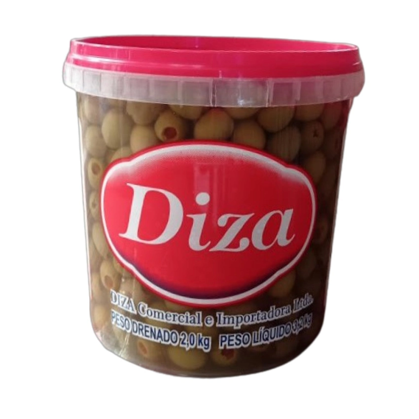 Azeitona Verde Recheada Pimentão Balde 2kg